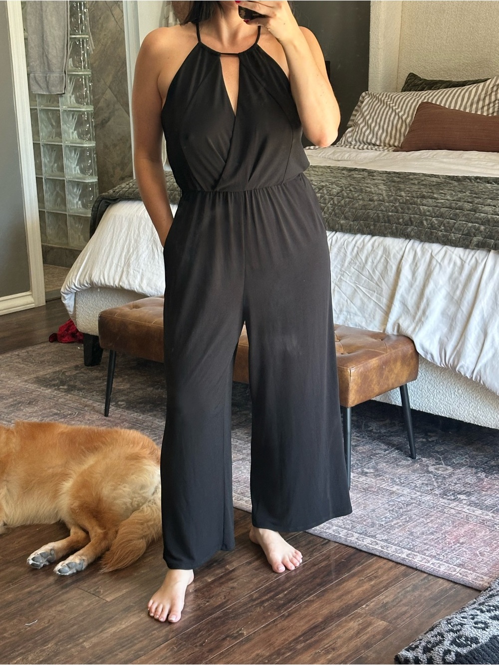 1. State Black Halter Wide-Leg Jumpsuit